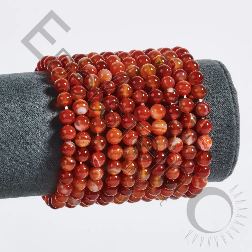 Bracelet Cornaline - Perles naturelles 6mm Taille M - Grossiste minéraux