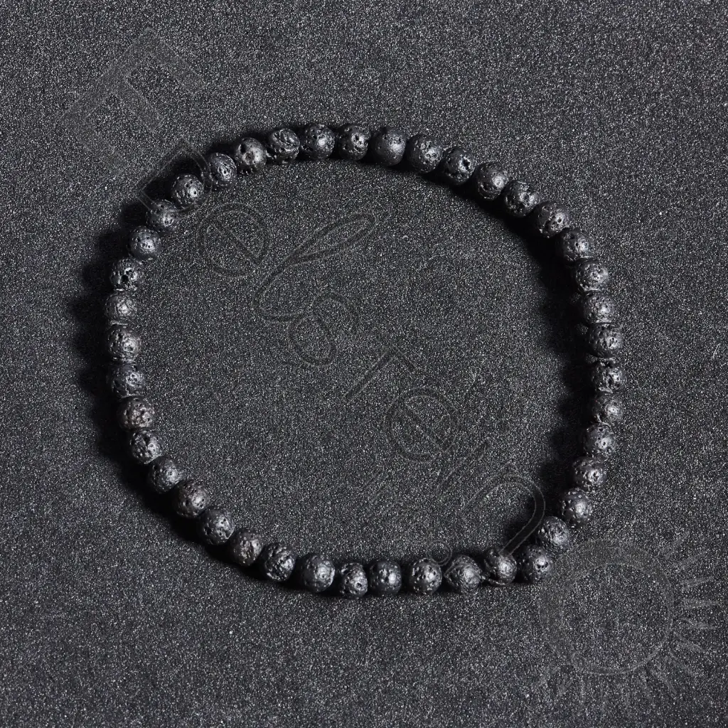 [BRC-PDLA04-TL] Bracelet Pierre de Lave – Perles naturelles 4mm Taille L – Grossiste minéraux