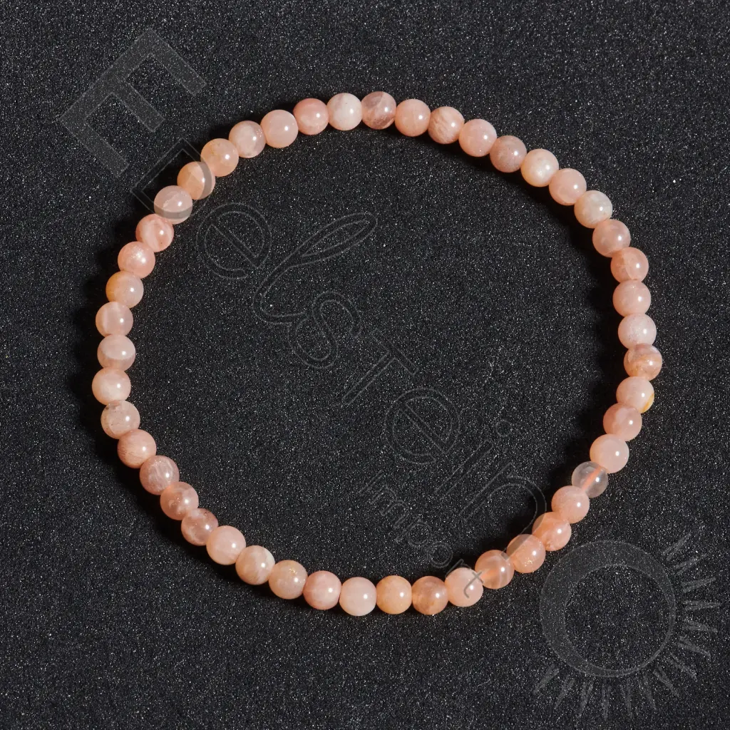 [BRC-PDLU04-TL] Bracelet Pierre de Lune – Perles naturelles 4mm Taille L – Grossiste minéraux