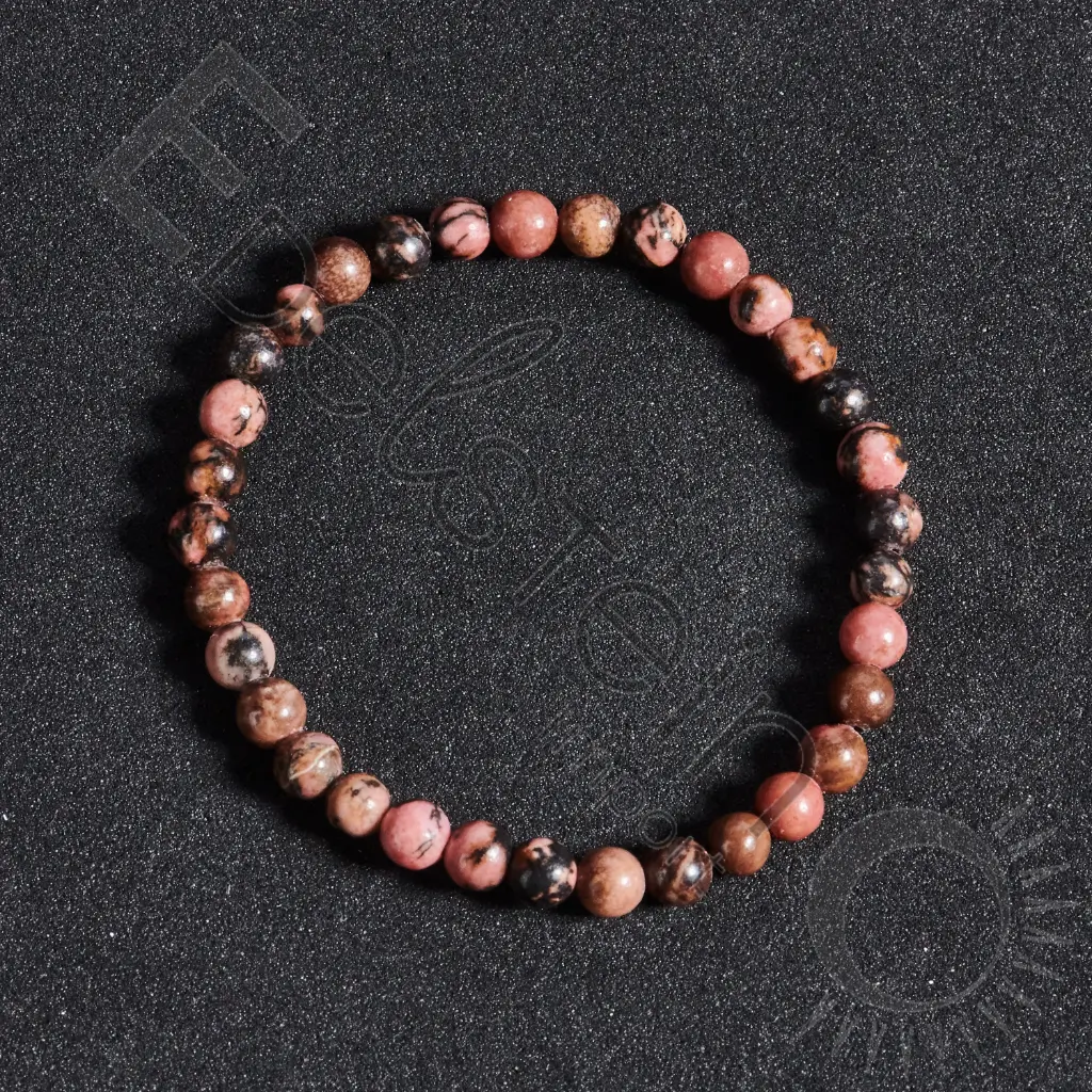Bracelet Rhodonite noire - Perles naturelles 4mm Taille S – Grossiste minéraux