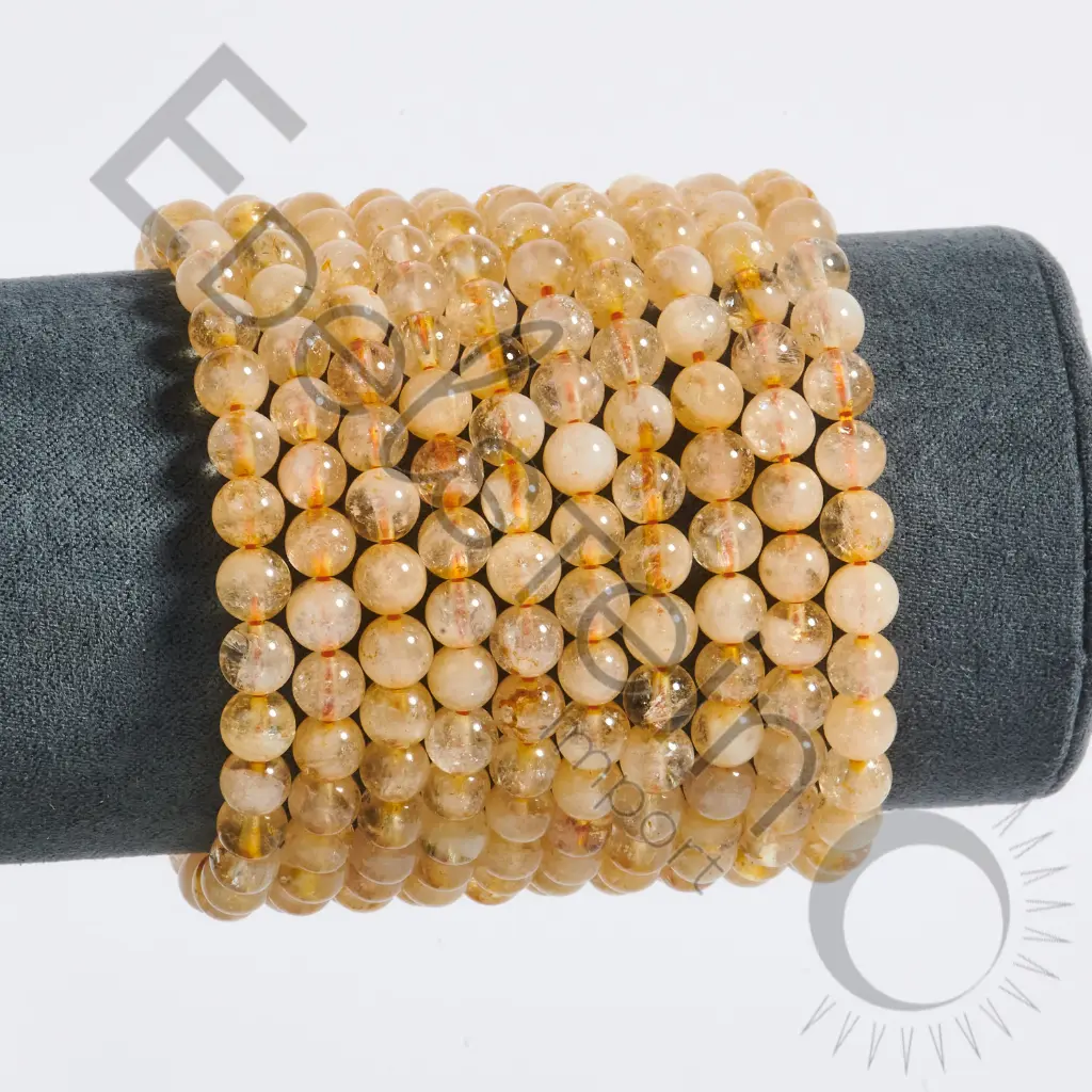 Bracelet Citrine – Perles naturelles 6mm Taille M – Grossiste minéraux