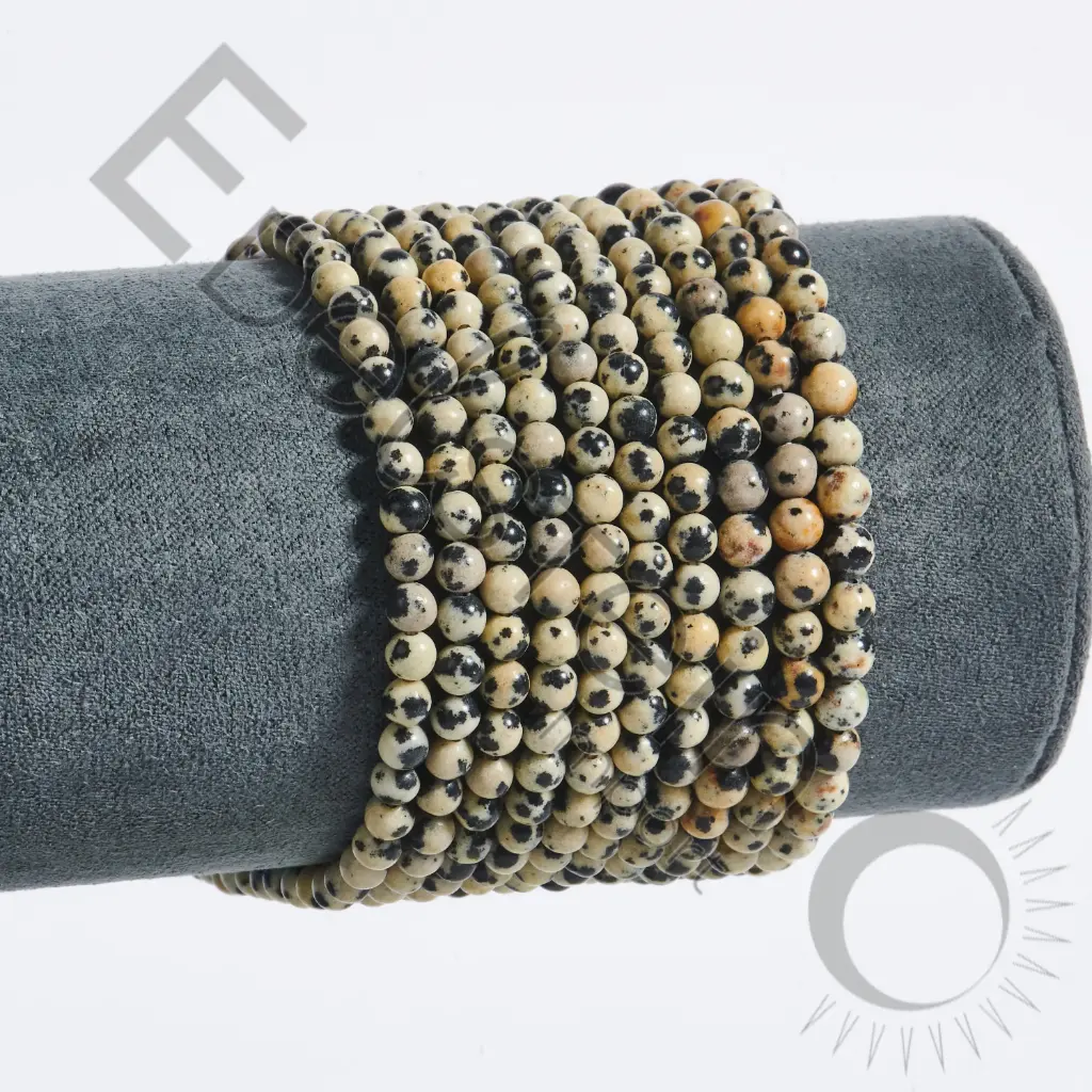 Bracelet Jaspe Dalmatien - Perles naturelles 4mm Taille M - Grossiste minéraux