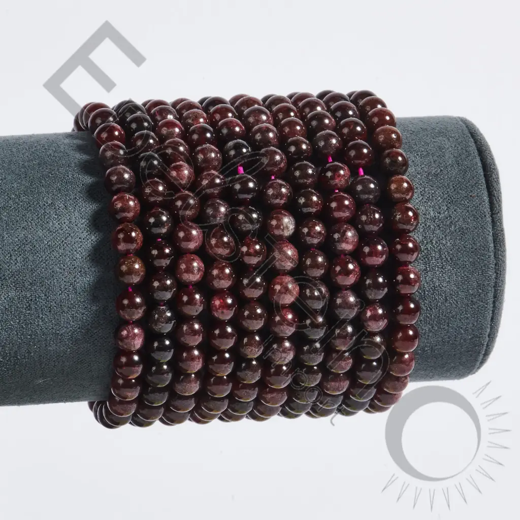 Bracelet Grenat Almadin – Perles naturelles 6mm Taille M – Grossiste minéraux