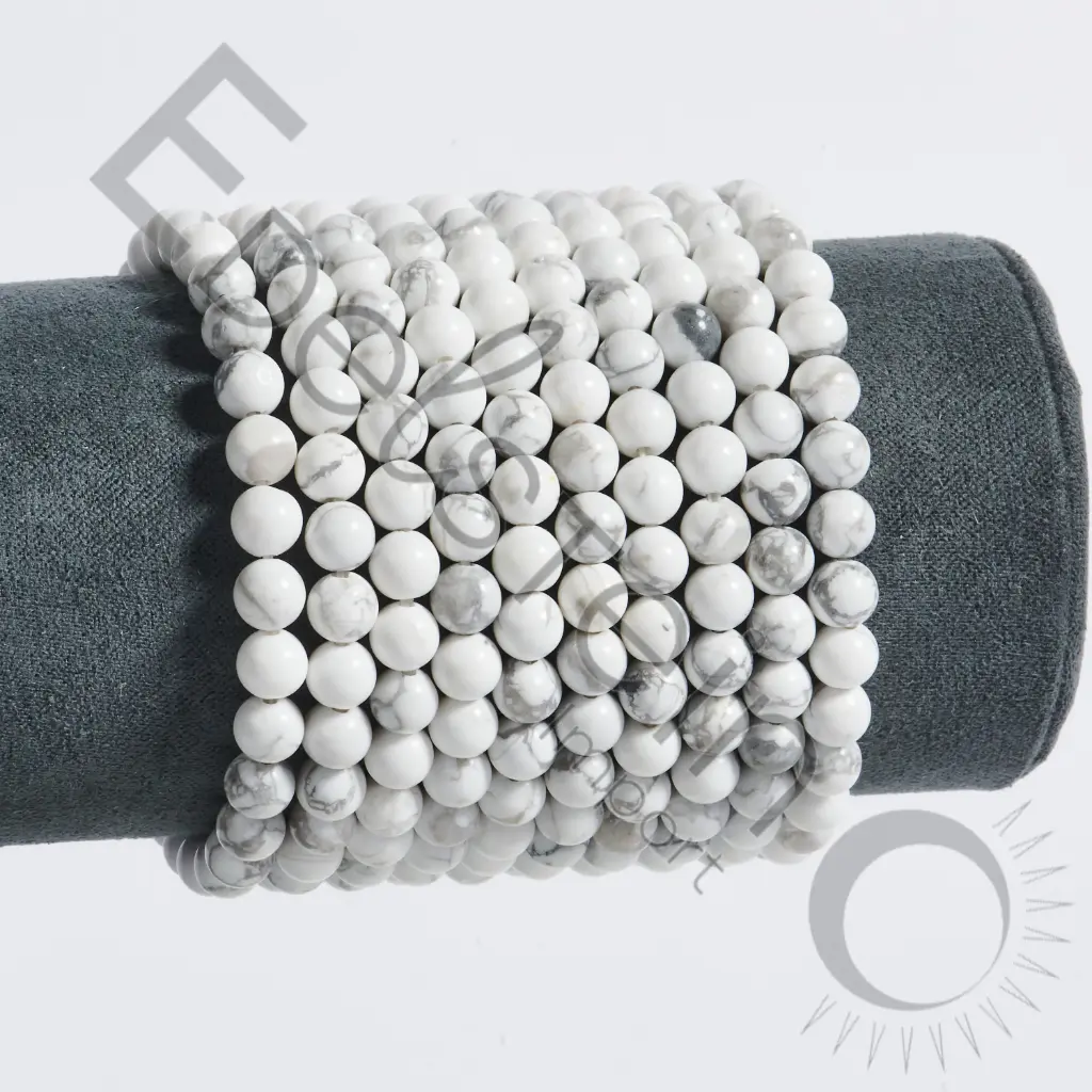 Bracelet Howlite – Perles naturelles 6mm Taille S – Grossiste minéraux