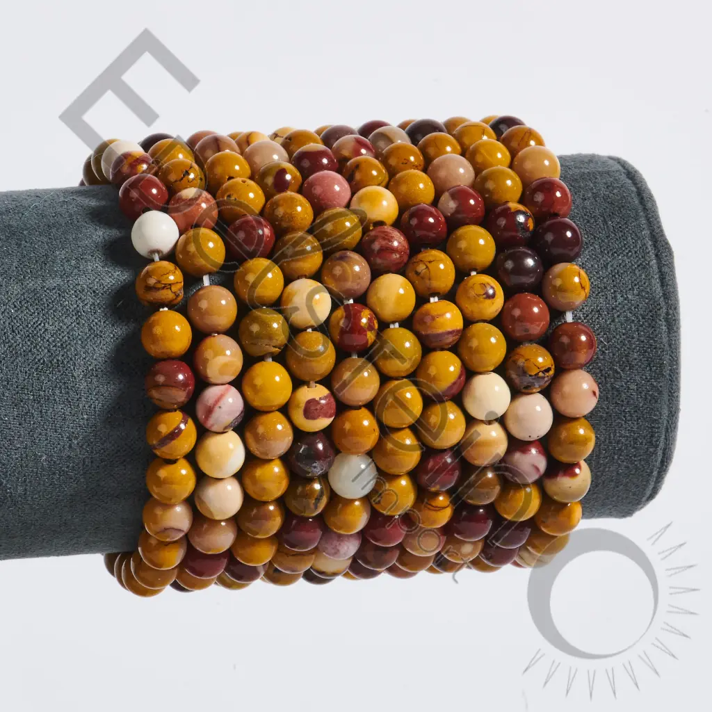 Bracelet Jaspe Mokaïte – Perles naturelles 6mm Taille L – Grossiste minéraux