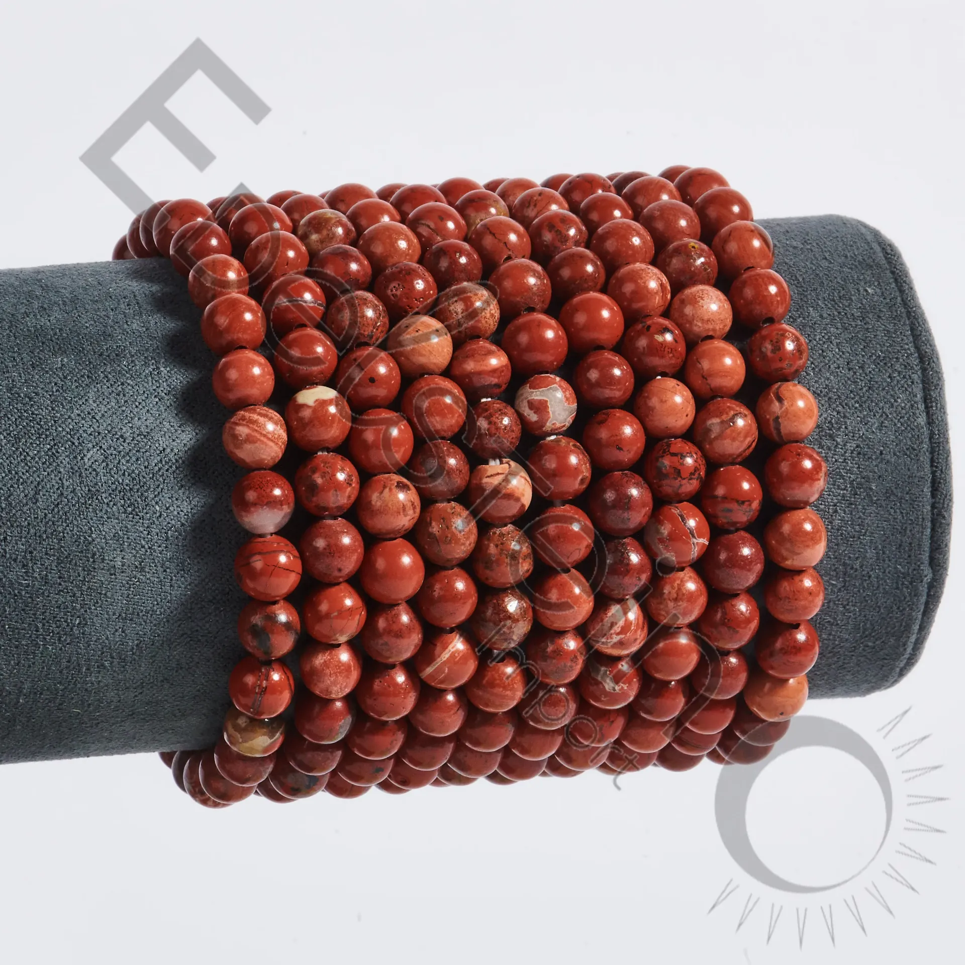 Bracelet Jaspe Rouge Bréchique – Perles naturelles 6mm Taille S – Grossiste minéraux