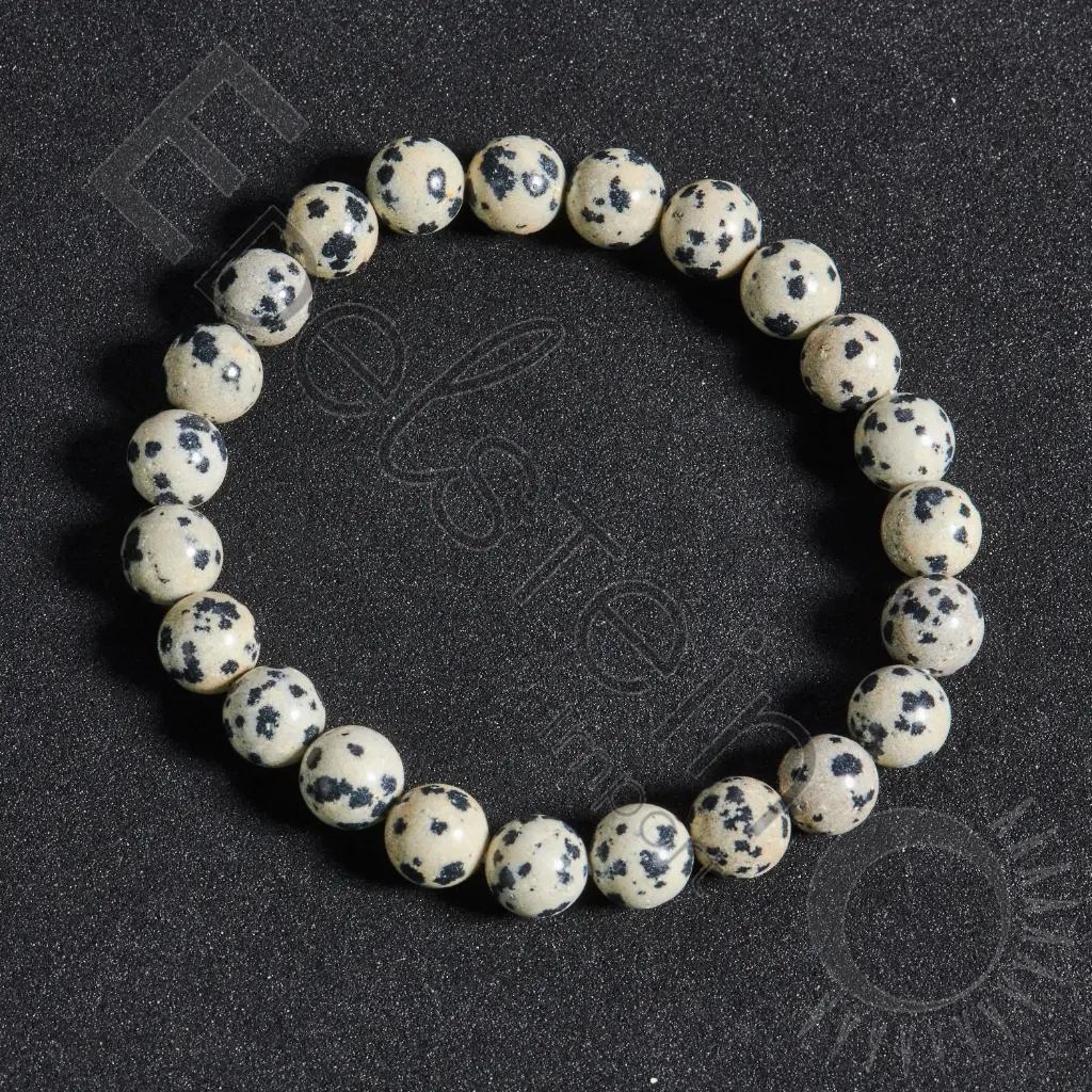 Bracelet Jaspe Dalmatien - Perles naturelles 8mm Taille M - Grossiste minéraux