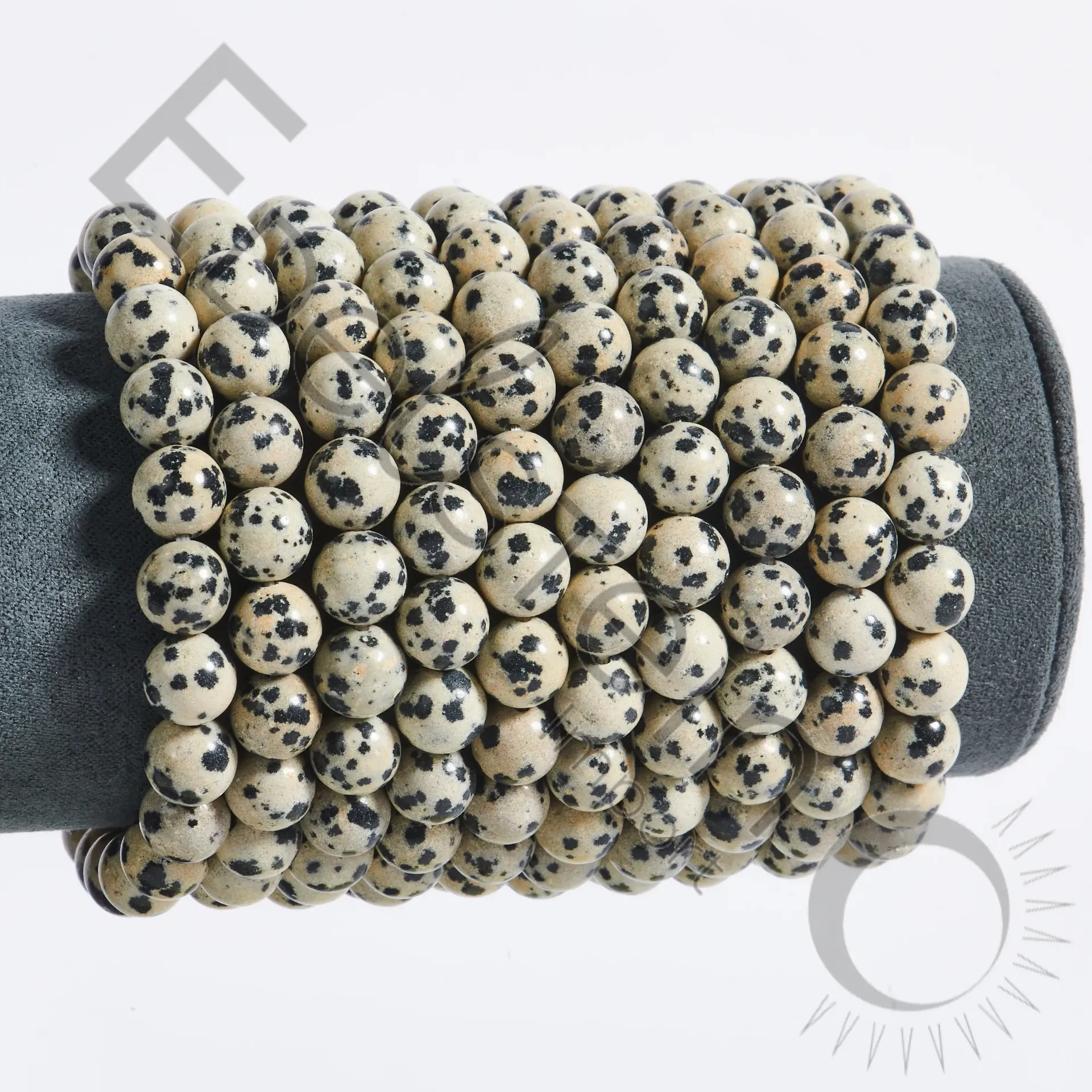 Bracelet Jaspe Dalmatien - Perles naturelles 8mm Taille M - Grossiste minéraux