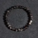 Bracelet Obsidienne argenté – Perles naturelles 6mm Taille M – Grossiste minéraux