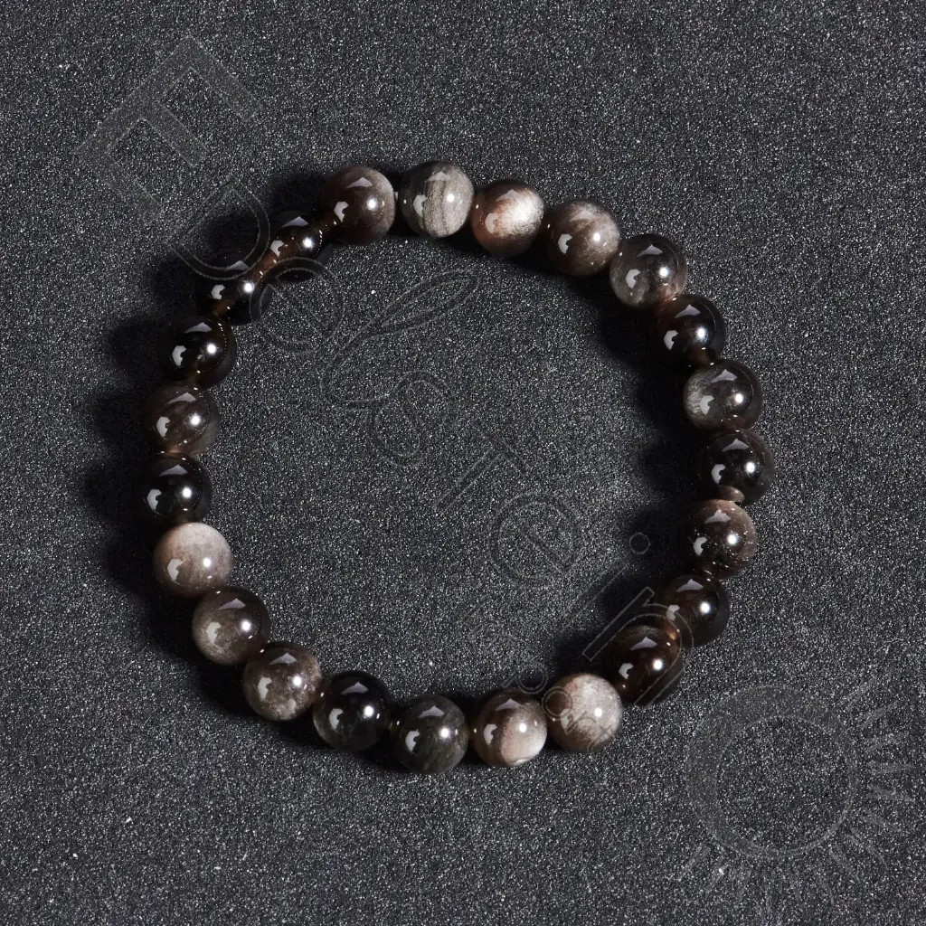 Bracelet Obsidienne argenté – Perles naturelles 6mm Taille S – Grossiste minéraux