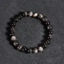 Bracelet Obsidienne argenté – Perles naturelles 6mm Taille S – Grossiste minéraux
