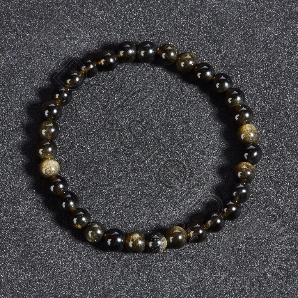 Bracelet Obsidienne dorée – Perles naturelles 6mm Taille M – Grossiste minéraux
