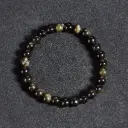 Bracelet Obsidienne dorée – Perles naturelles 6mm Taille S – Grossiste minéraux