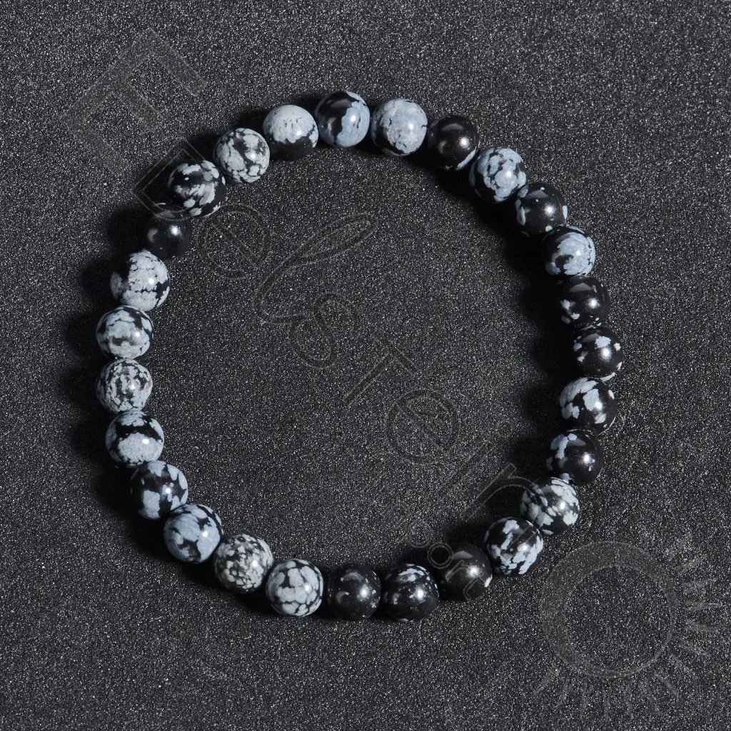 Bracelet Obsidienne neige – Perles naturelles 6mm Taille M – Grossiste minéraux