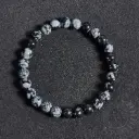 Bracelet Obsidienne neige – Perles naturelles 6mm Taille M – Grossiste minéraux