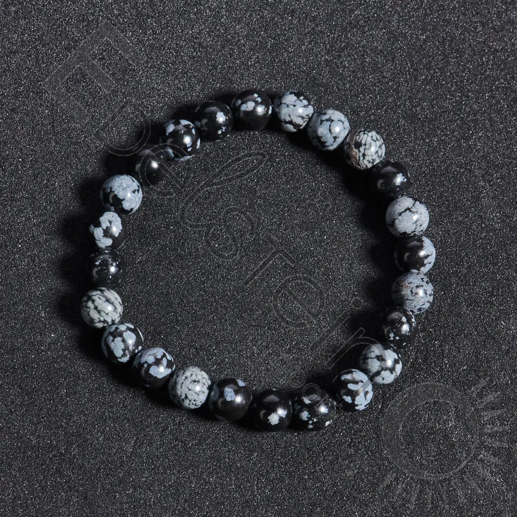 Bracelet Obsidienne neige – Perles naturelles 6mm Taille S – Grossiste minéraux