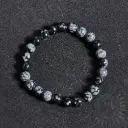 Bracelet Obsidienne neige – Perles naturelles 6mm Taille S – Grossiste minéraux