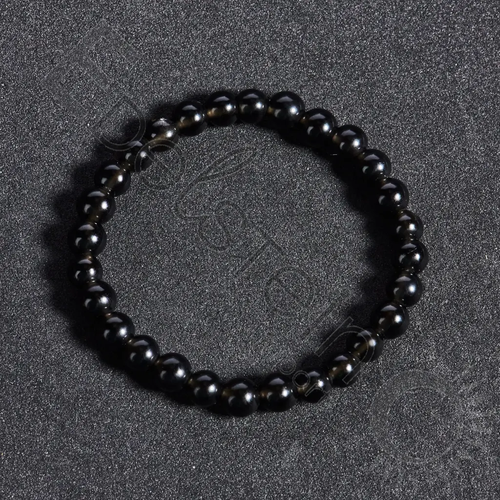 Bracelet Obsidienne noire – Perles naturelles 6mm Taille S – Grossiste minéraux