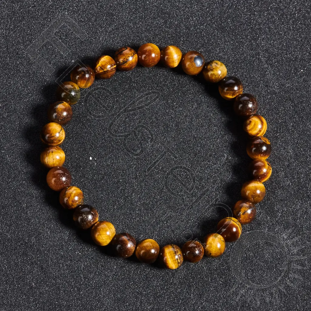 [BRC-ODTI06-TM] Bracelet Oeil de Tigre – Perles naturelles 6mm Taille M – Grossiste minéraux