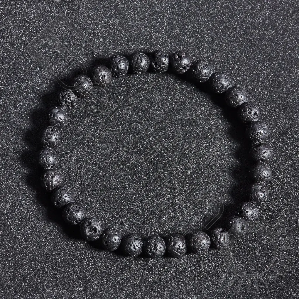 [BRC-PDLA06-TL] Bracelet Pierre de Lave – Perles naturelles 6mm Taille L – Grossiste minéraux