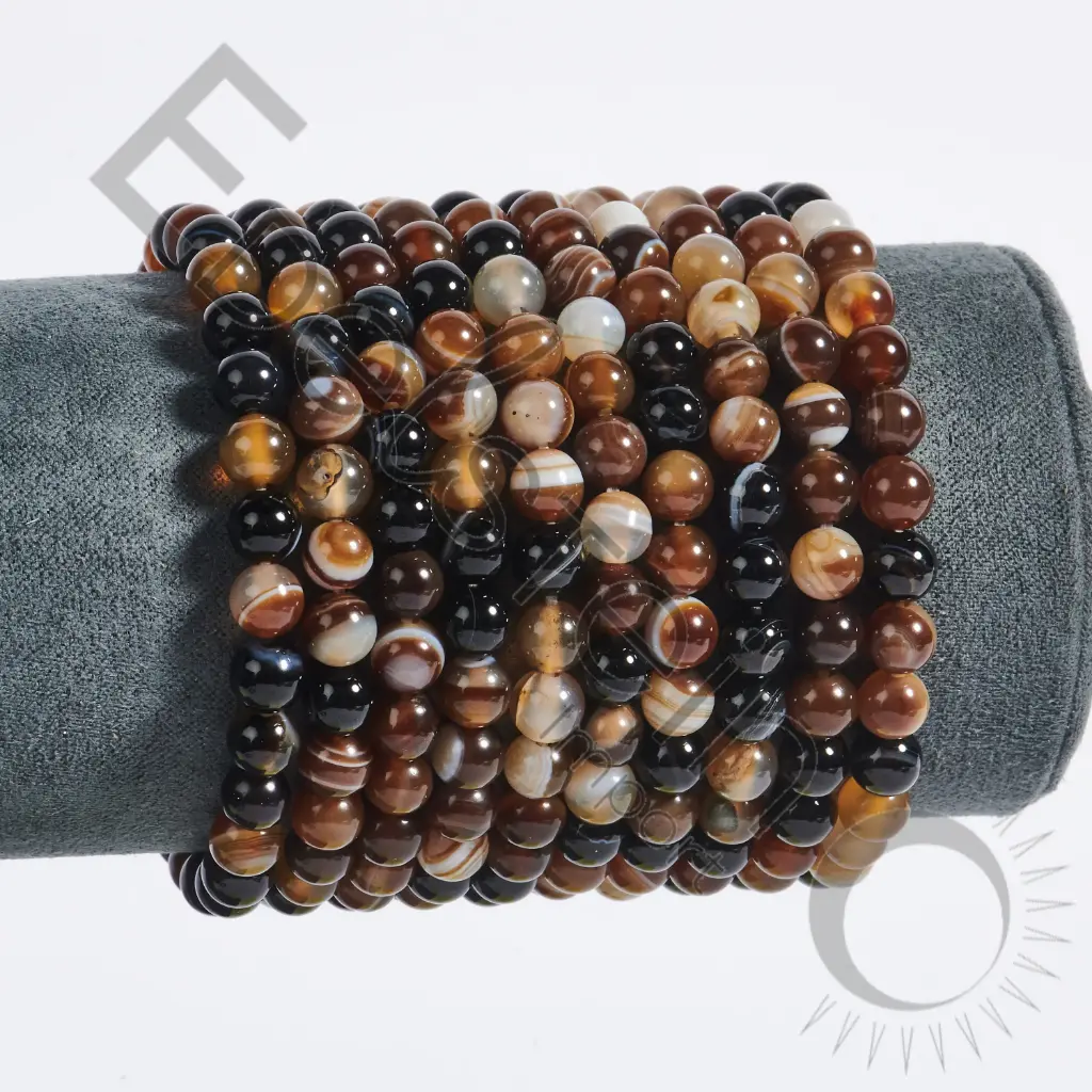 Bracelet Agate Oeil noire – Perles naturelles 6mm Taille L – Grossiste minéraux