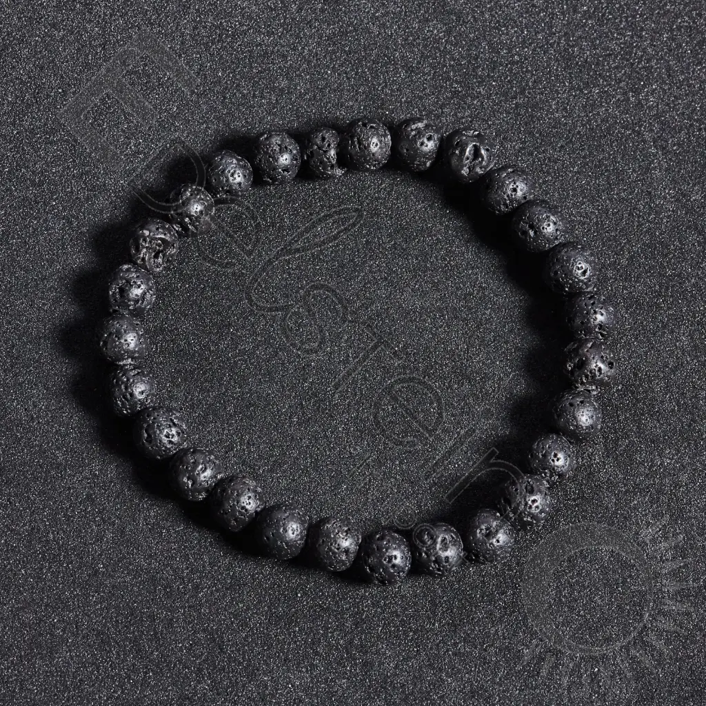 Bracelet Pierre de Lave – Perles naturelles 6mm Taille M – Grossiste minéraux