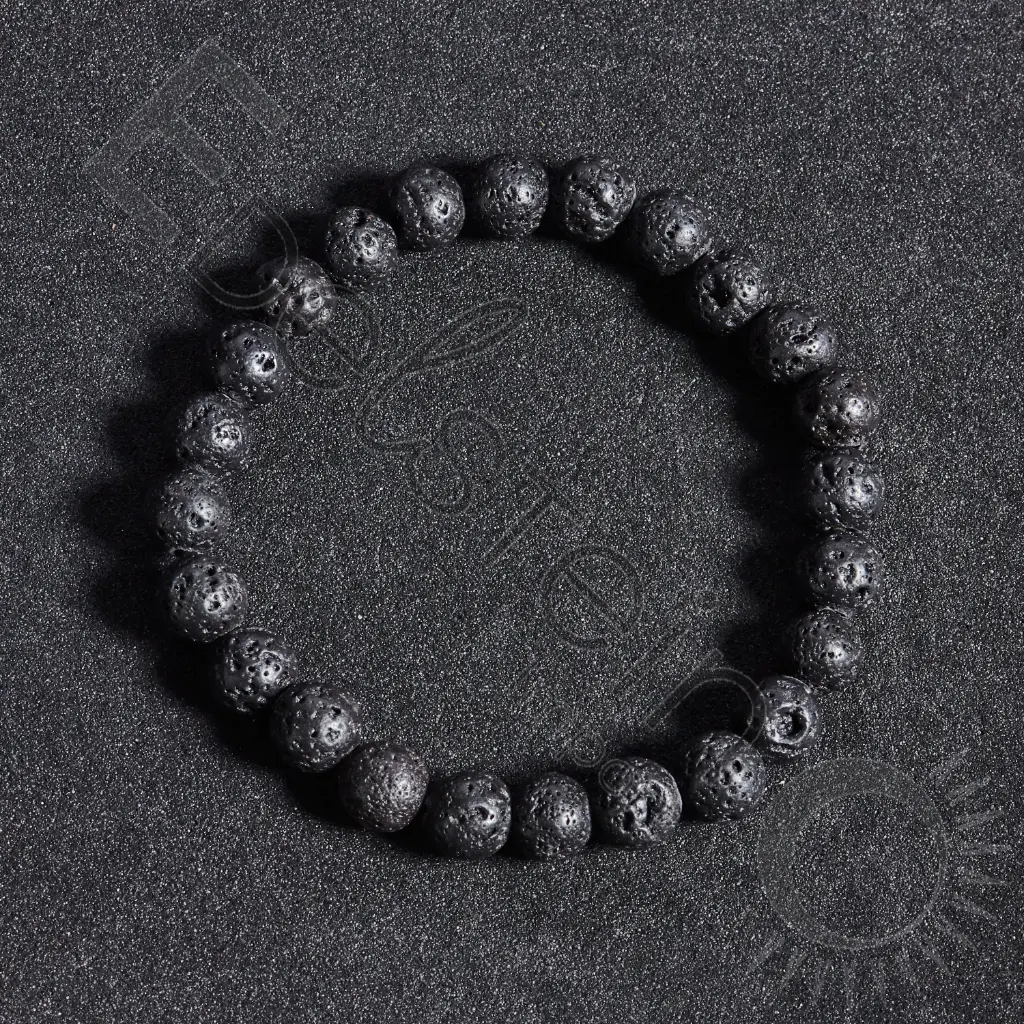 [BRC-PDLA06-TS] Bracelet Pierre de Lave – Perles naturelles 6mm Taille S – Grossiste minéraux