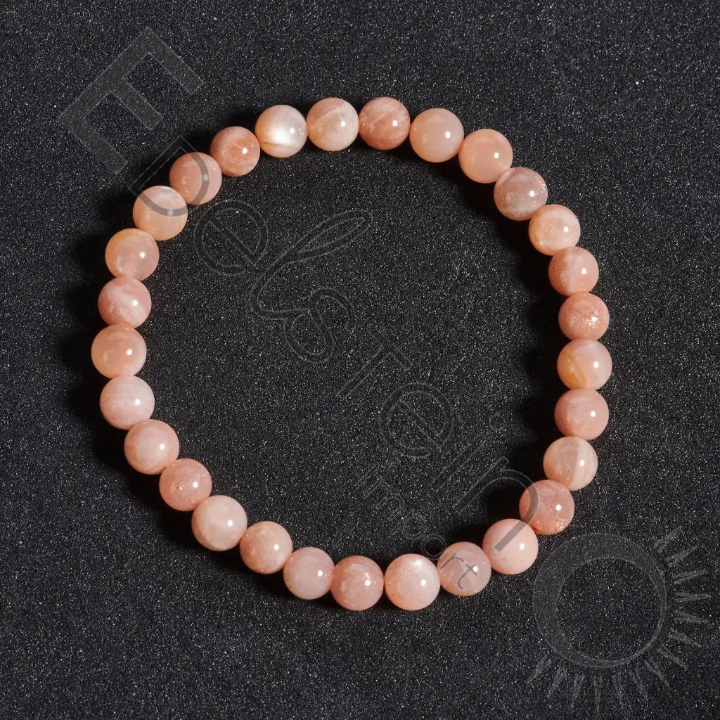 [BRC-PDLU06-TM] Bracelet Pierre de Lune – Perles naturelles 6mm Taille M – Grossiste minéraux