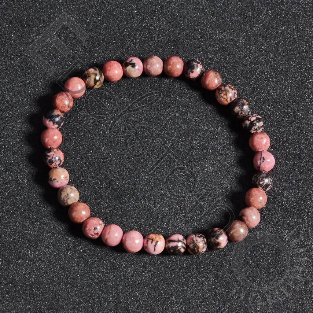 Bracelet Rhodonite noire - Perles naturelles 6mm Taille L – Grossiste minéraux