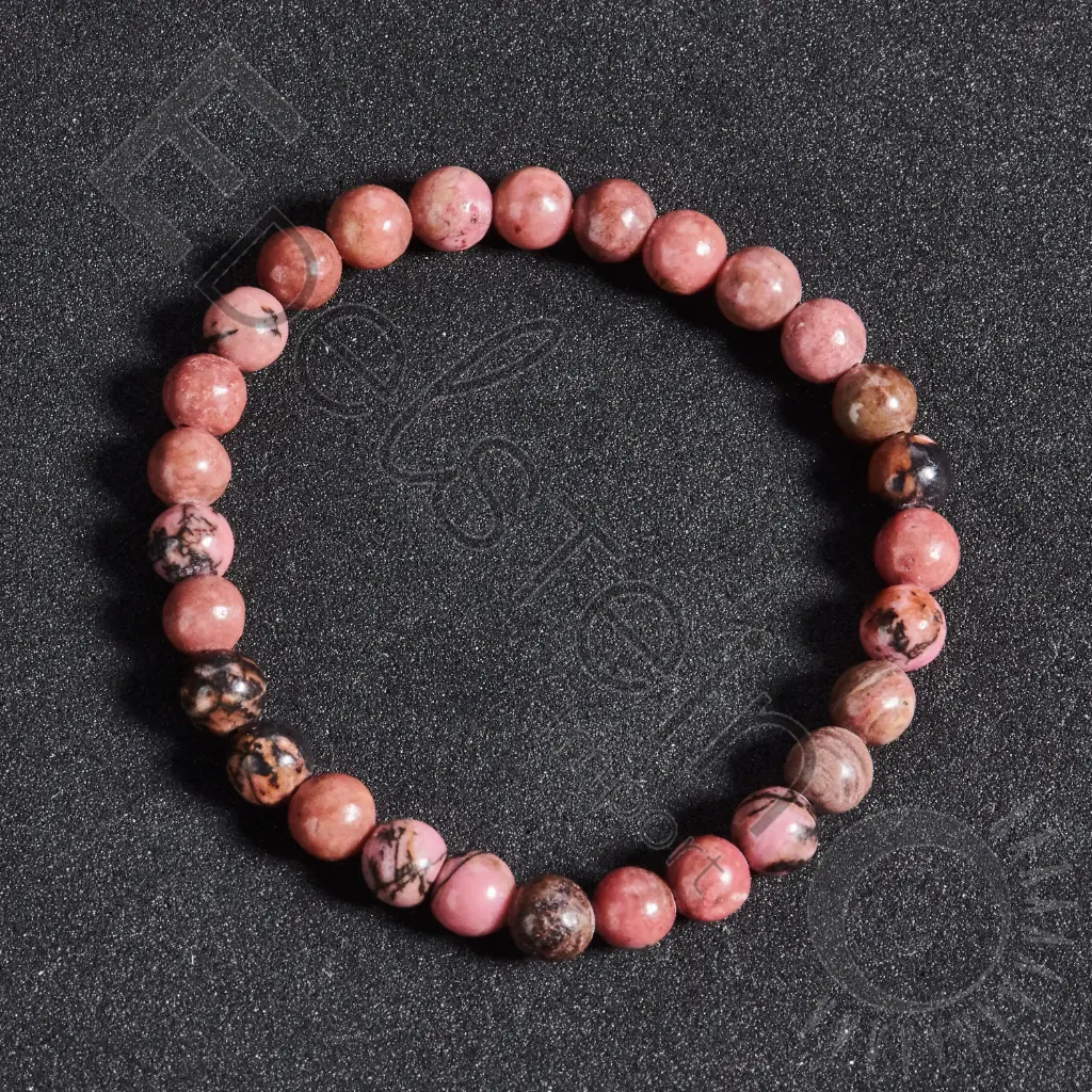 Bracelet Rhodonite noire - Perles naturelles 6mm Taille M – Grossiste minéraux