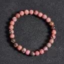 Bracelet Rhodonite noire - Perles naturelles 6mm Taille M – Grossiste minéraux