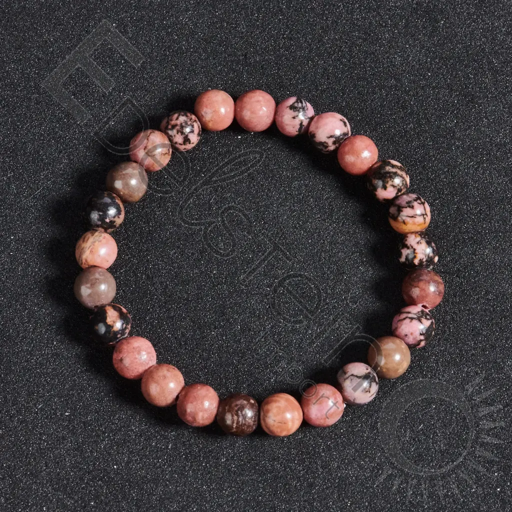 Bracelet Rhodonite noire - Perles naturelles 6mm Taille S – Grossiste minéraux
