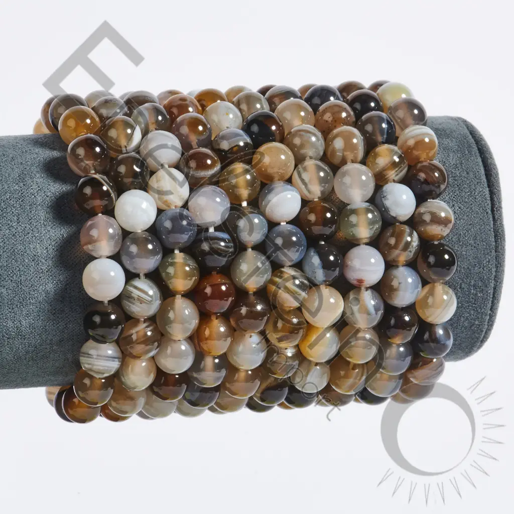 Bracelet Agate du Botswana – Perles naturelles 8mm Taille S – Grossiste minéraux