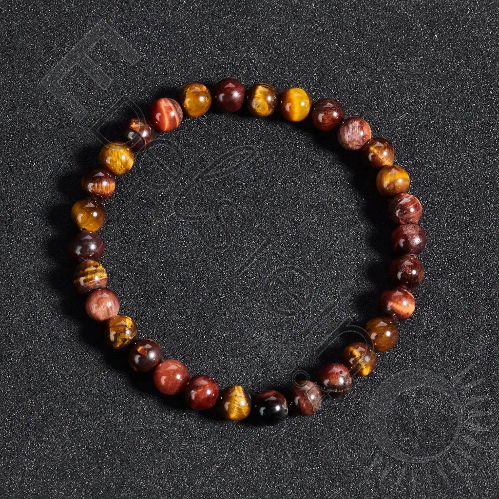 Bracelet Triple Protection - Oeil de Tigre Taureau Faucon - 6mm Taille M - Grossiste minéraux