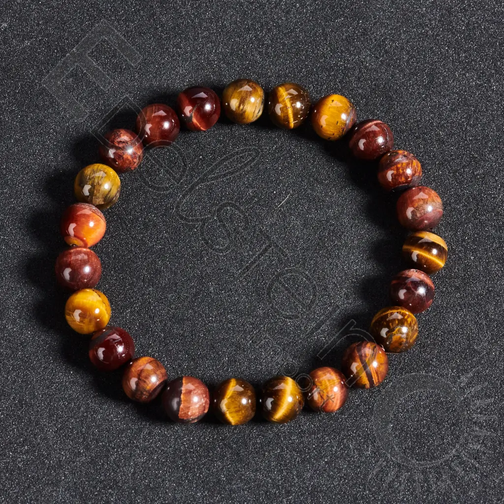 Bracelet Triple Protection - Oeil de Tigre Taureau Faucon - 8mm Taille M - Grossiste minéraux