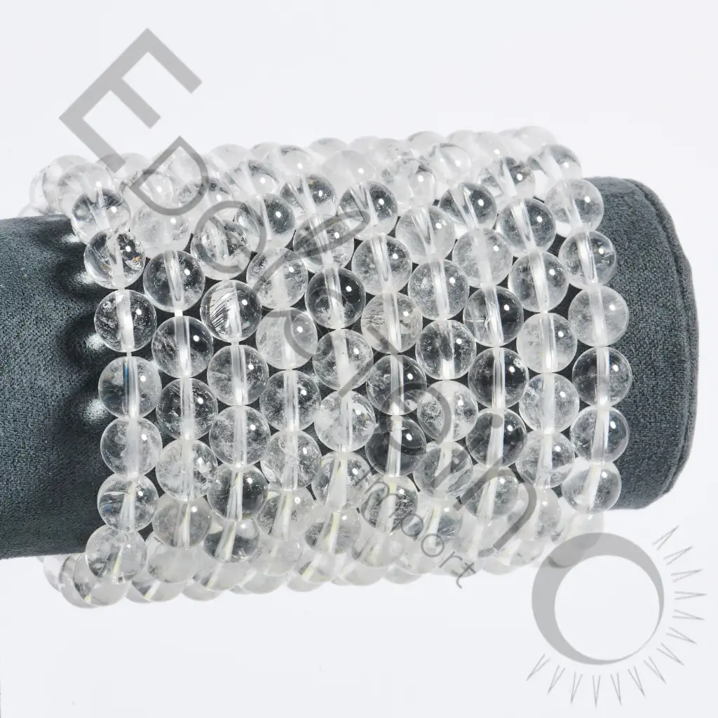 Bracelet Cristal de Roche – Perles naturelles 8mm Taille L - Grossiste minéraux