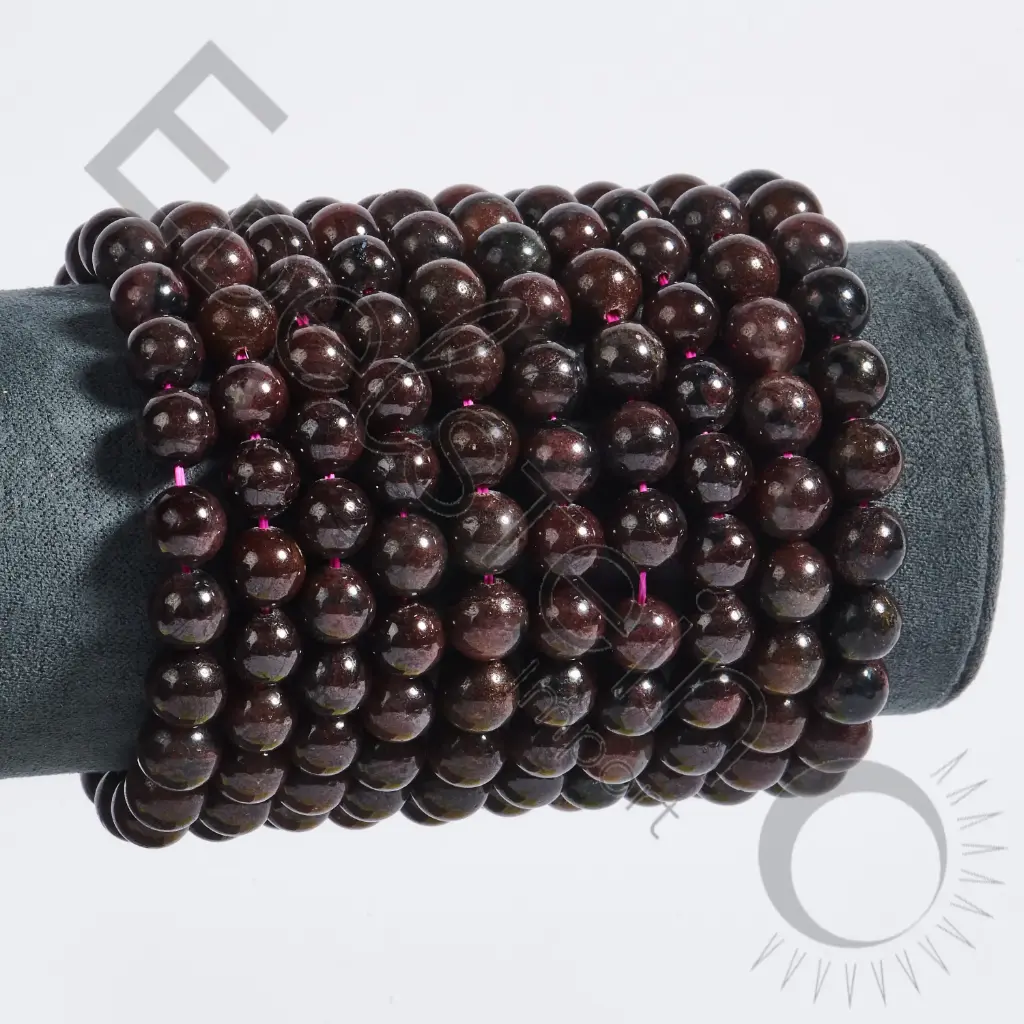 Bracelet Grenat Almadin – Perles naturelles 8mm Taille L – Grossiste minéraux