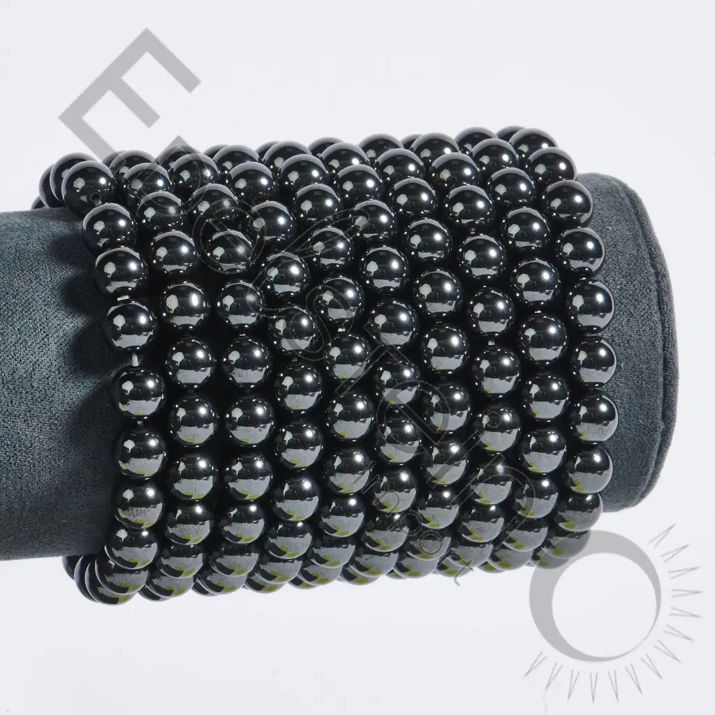 [BRC-HEM08-TS] Bracelet Hématite – Perles naturelles 8mm Taille S – Grossiste minéraux