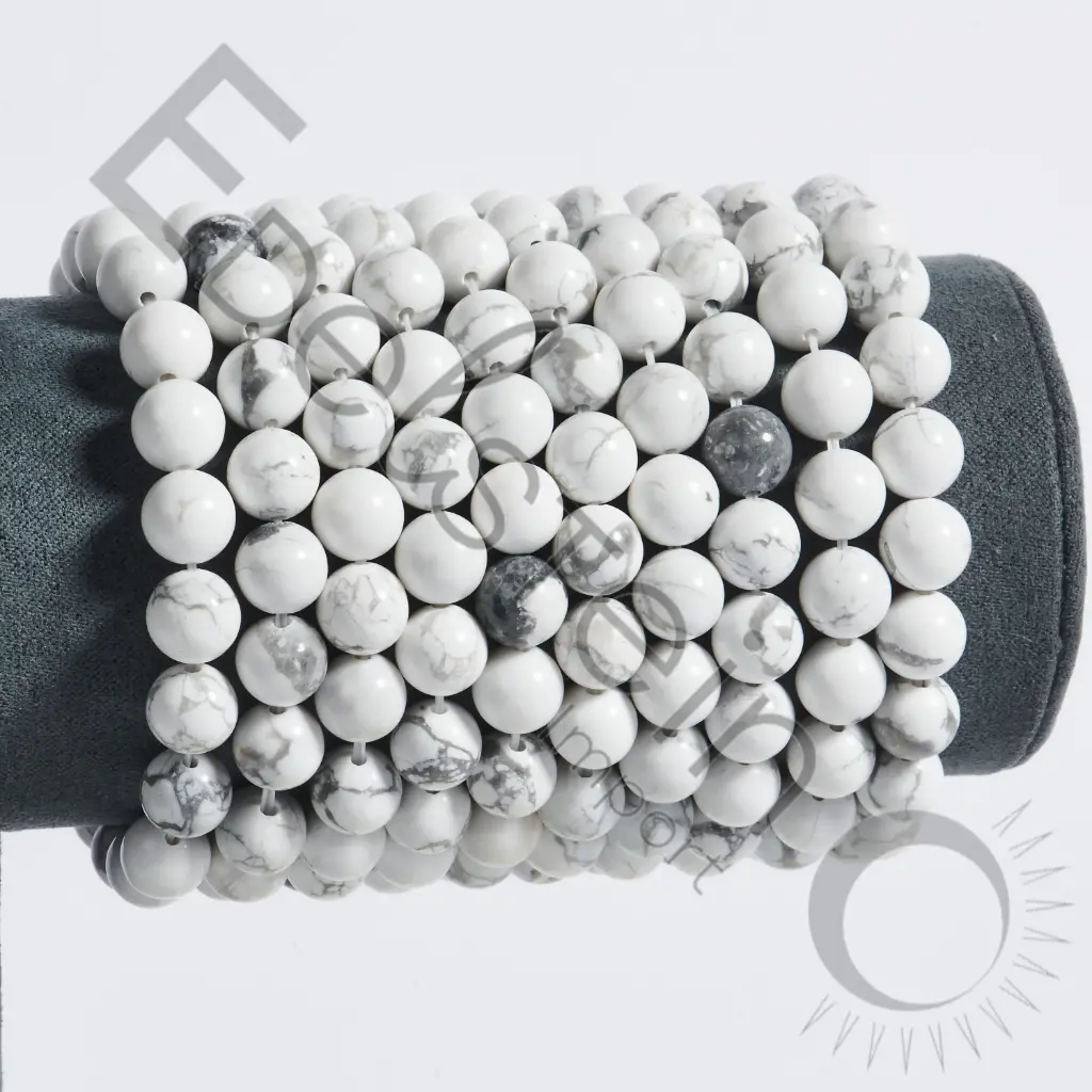 Bracelet Howlite – Perles naturelles 8mm Taille S – Grossiste minéraux