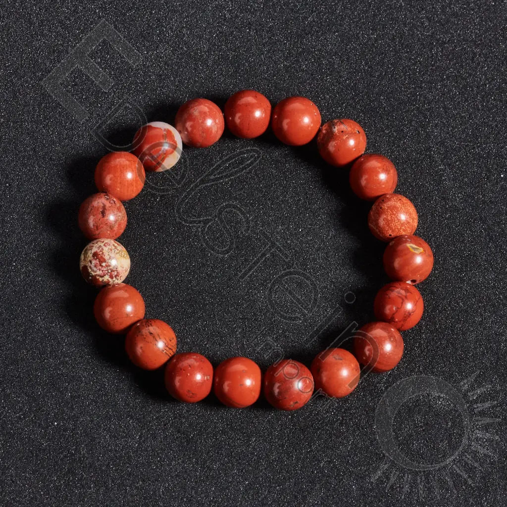 Bracelet Jaspe Rouge Bréchique – Perles naturelles 8mm Taille S – Grossiste minéraux