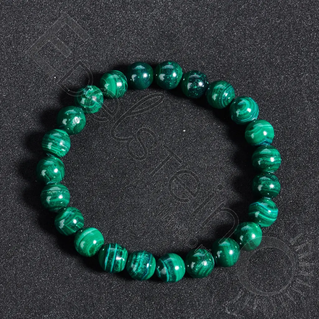 Bracelet Malachite – Perles naturelles 8mm Taille L – Grossiste minéraux
