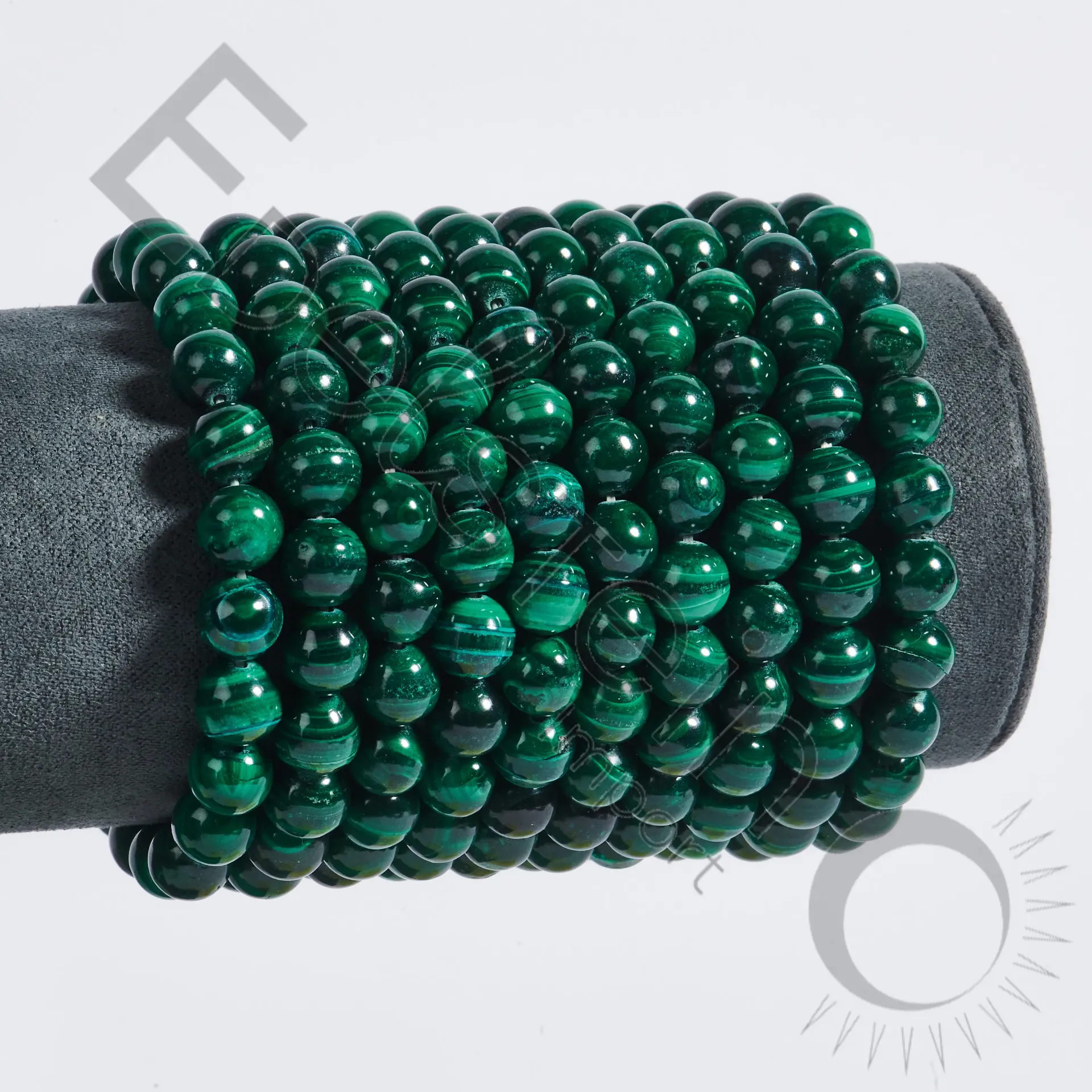 [BRC-MAL08-TS] Bracelet Malachite – Perles naturelles 8mm Taille S – Grossiste minéraux
