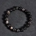 Bracelet Obsidienne argenté – Perles naturelles 8mm Taille M – Grossiste minéraux