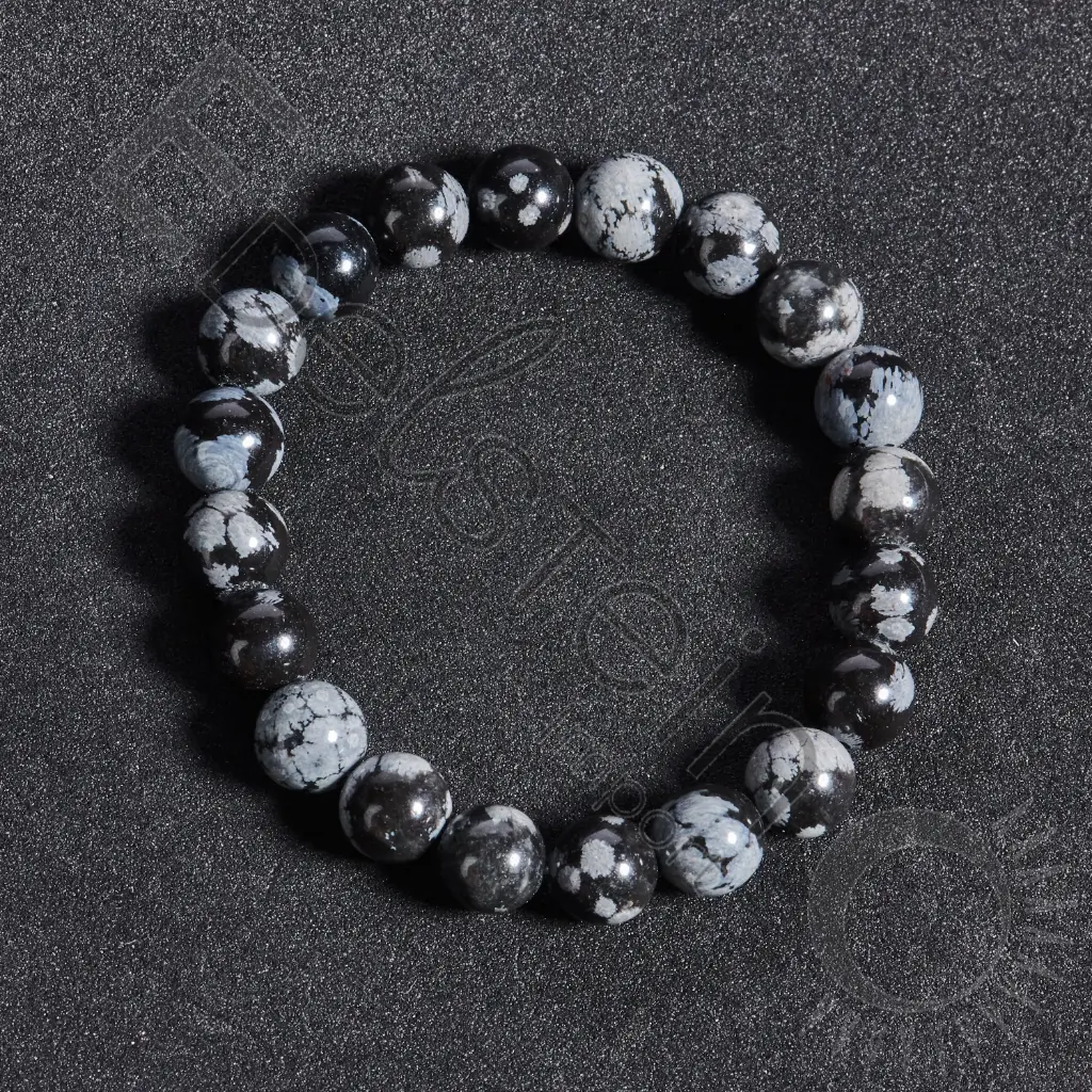 Bracelet Obsidienne neige – Perles naturelles 8mm Taille M – Grossiste minéraux