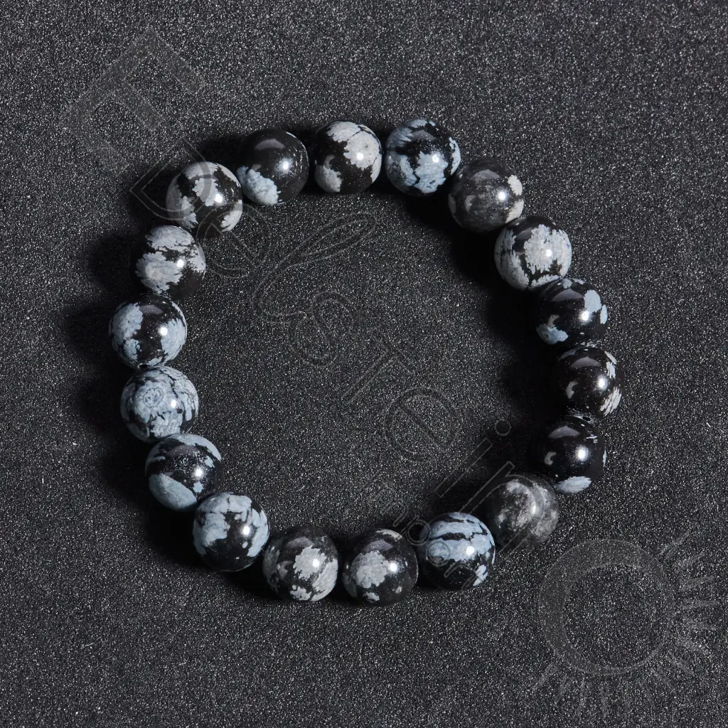 Bracelet Obsidienne neige – Perles naturelles 8mm Taille S – Grossiste minéraux