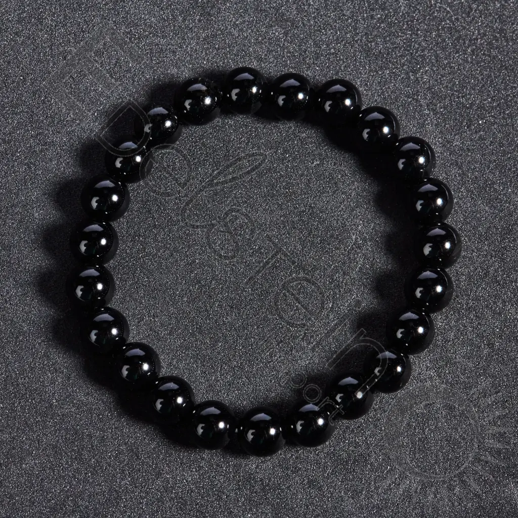 Bracelet Obsidienne noire – Perles naturelles 8mm Taille L – Grossiste minéraux
