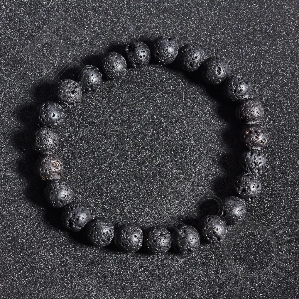 Bracelet Pierre de Lave – Perles naturelles 8mm Taille L – Grossiste minéraux