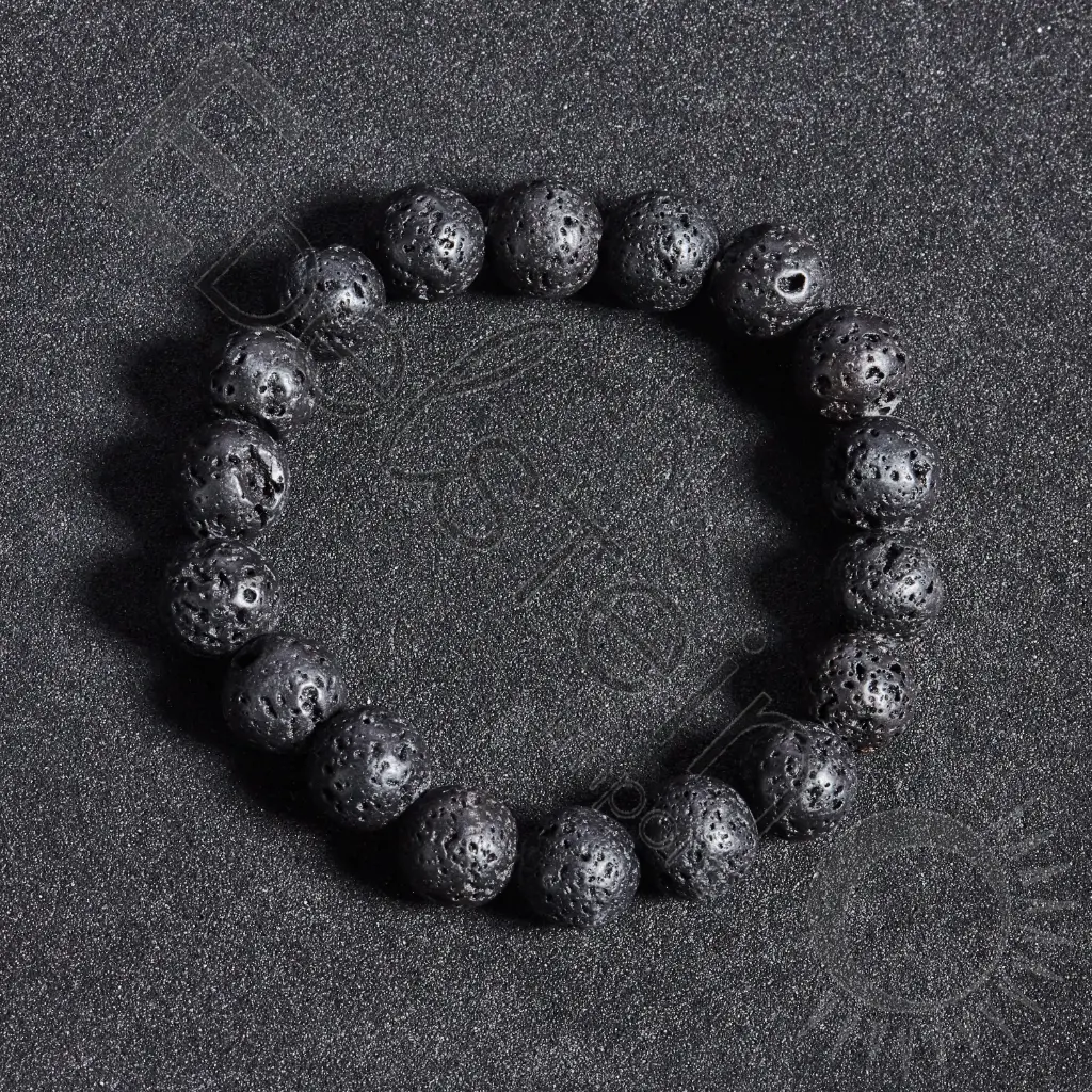 [BRC-PDLA08-TS] Bracelet Pierre de Lave – Perles naturelles 8mm Taille S – Grossiste minéraux