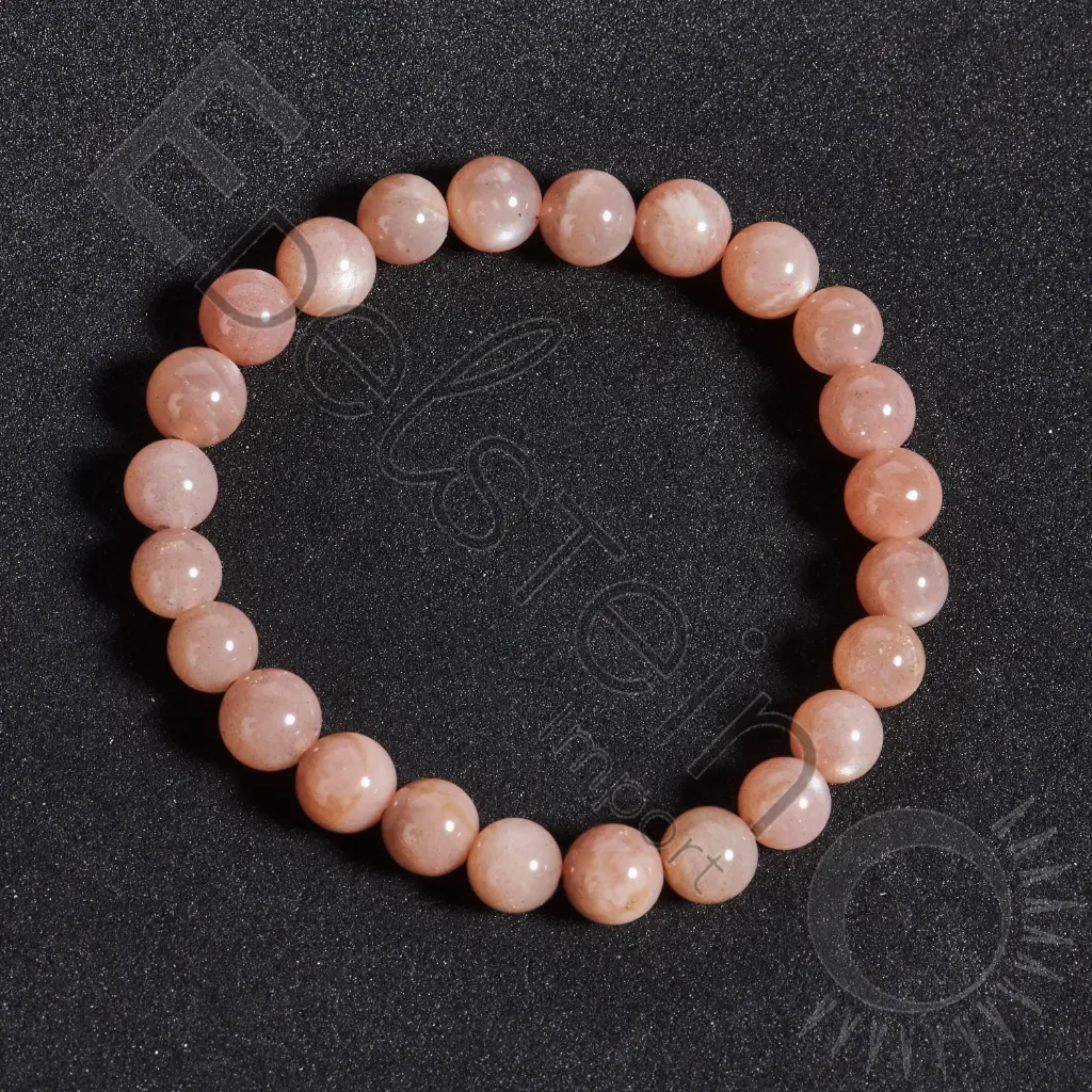 [BRC-PDLU08-TL] Bracelet Pierre de Lune – Perles naturelles 8mm Taille L – Grossiste minéraux