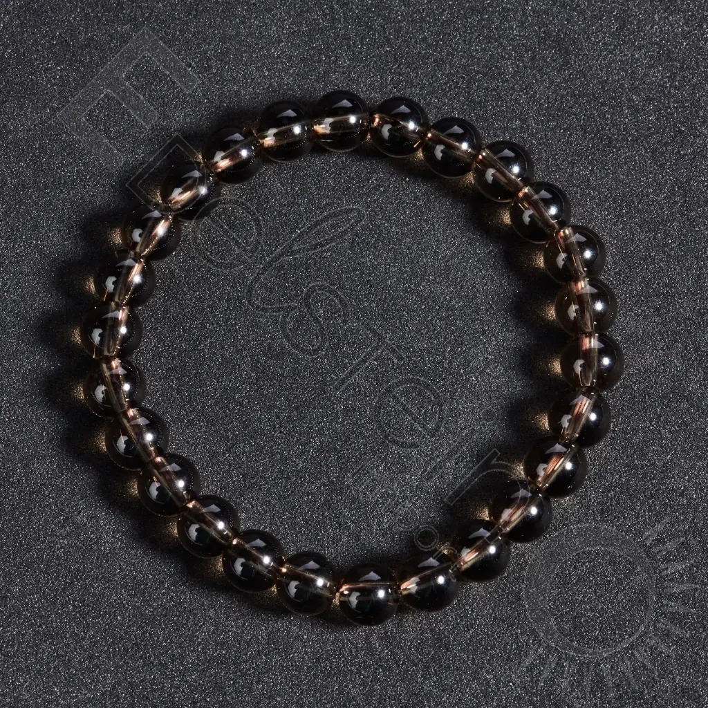 Bracelet Quartz fumé – Perles naturelles 8mm Taille L – Grossiste minéraux